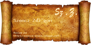 Szencz Zágon névjegykártya